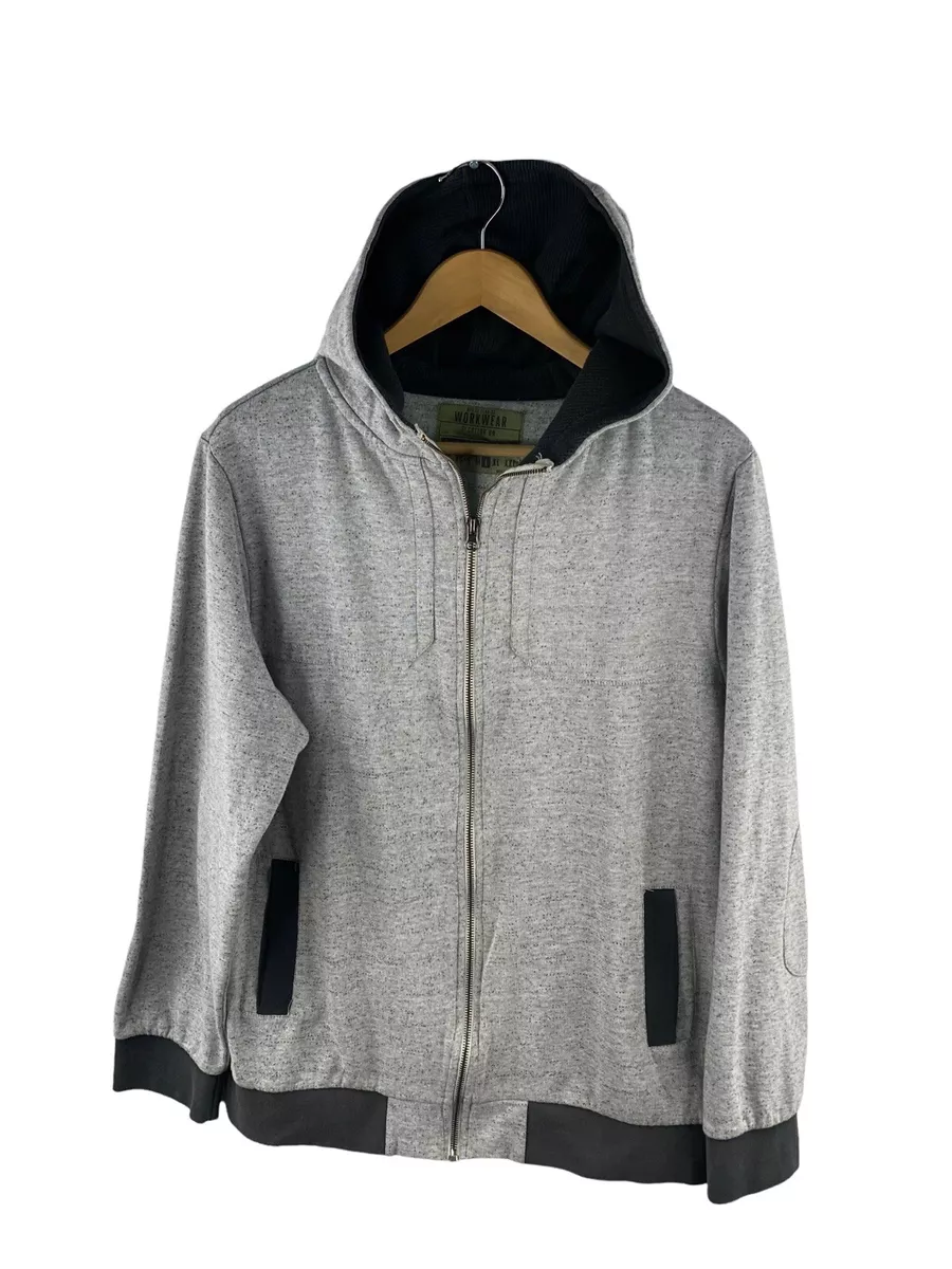 Cotton On Workwear Hooded Full Zip Jacket Mens Size L Grey Long Sleeve Pockets