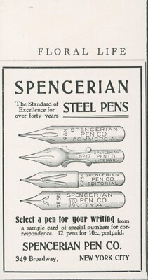 1903 Spencerian Steel Pens Sample Card Offer Select Pen For Writing Ad FL1