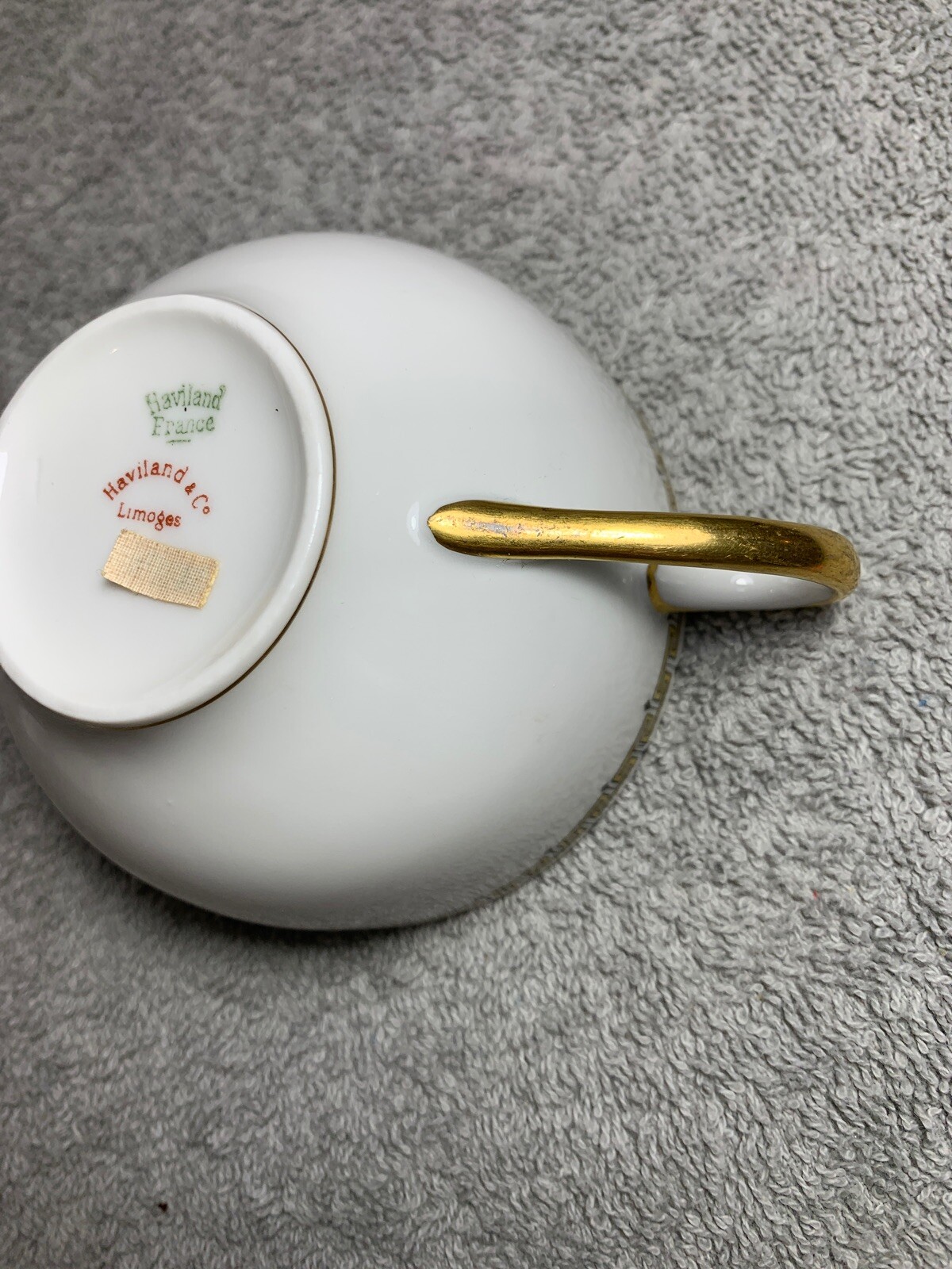 Haviland Limoges Demitasse Yellow Greek Key Sch. 107c Tea Cup & Saucer