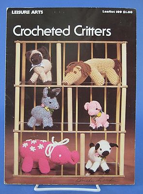 Crocheted Critters Pattern Booklet #109 Leisure Arts Pig Donkey Lamb Horse Cat