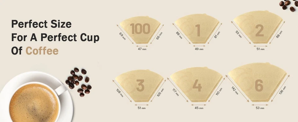 Coffee Filter Papers Size 4 Unbleached Brown Replacement Cones - Image 3 of 3