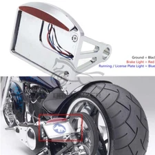 Motorcycle Brake Tail LED Light Side Mount License Plate Bracket For Chopper