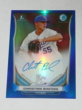 CHRISTIAN BINFORD 2014 Bowman Chrome BLUE Refractor AUTO #47/150 Autograph Royal