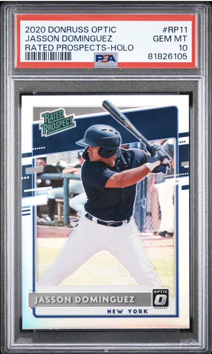2020 DONRUSS OPTIC RATED PROSPECTS HOLO PRIZM #RP11 JASSON DOMINGUEZ RC PSA 10