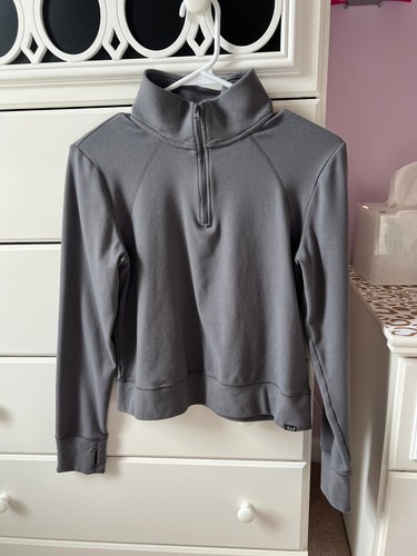 Abercrombie Fitch Girl's Fleece 1/4 Zip Grey 13/14 Light & Warm Stand up Collar - Picture 2 of 4