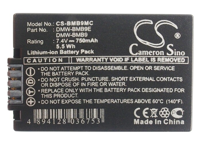 Batterie Lumix BMB9 750mAh pour Panasonic DMC-FZ150K DMC-FZ48 DMC-FZ70K