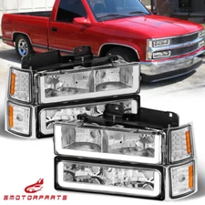 For 1994-1998 Silverado C10 C/K 1500 2500 Chrome Headlights LED DRL+Bumper Lamp