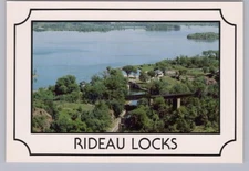 Rideau Locks 46-49, Kingston Mills, Ontario, Chrome Aerial View Postcard
