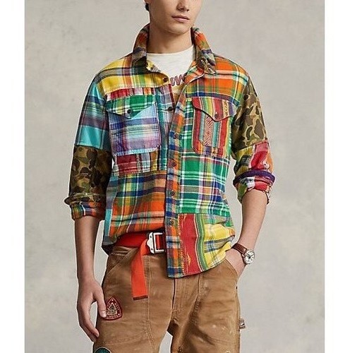£349 Ralph Lauren Patchwork Camo Aztec Shirt Sportsman Guide rrl Southwestern M - Picture 7 of 15