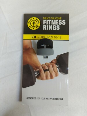 Golds Gym Fitness Rings 2pk Grey Black Size 10-12