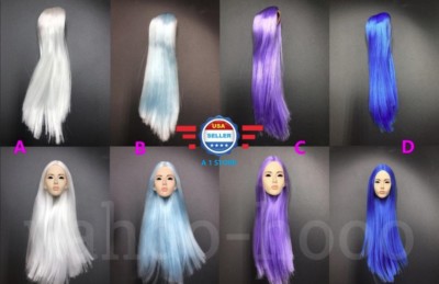1/6 Scale Hair Wig Multi Colors For 12'' Female Head Sculpt Doll Accessory