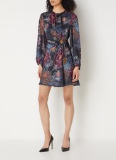 NEW, Farm Rio Women's Sparkle Flowers Long Sleeve Mini Dress SZ XL #MD57