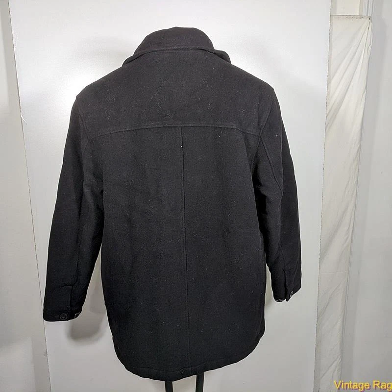 Abrigo Chaqueta Lana BKE Hombre Talla XL Negro Aislante Abotonado Foto 4 de 4