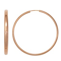 Ohrringe Creolen 49,5Mm 925 Silber Rotvergoldet DüNn Rund Ohrschmuck, Damen