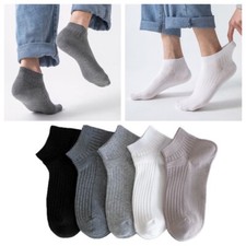 5 Pairs Men Cotton Striped Low Cut Sports Stretch Breathable Non Slip Socks
