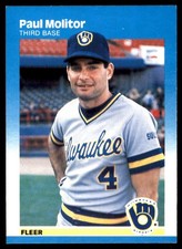 Paul Molitor 1987 Fleer #350 Brewers MLB READ FREE SHIPPING AutographDen