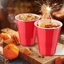 Red Plastic Cups 50 PCS. 470  ml, Reusable & Recyclable Drinking