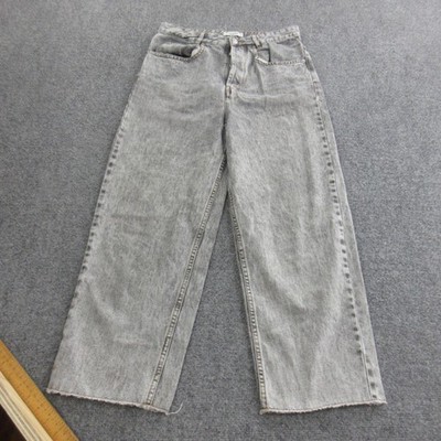 Etoile Isabel Marant Jeans Womens 38 Gray Washed High Rise Wide Leg Raw Hem