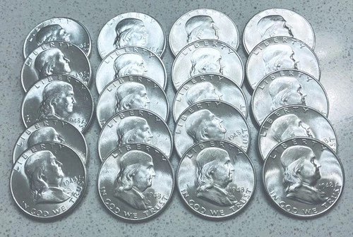 ROLL (20) 1948 D   Gem BU Silver Franklin Half Dollars First Mintage Year