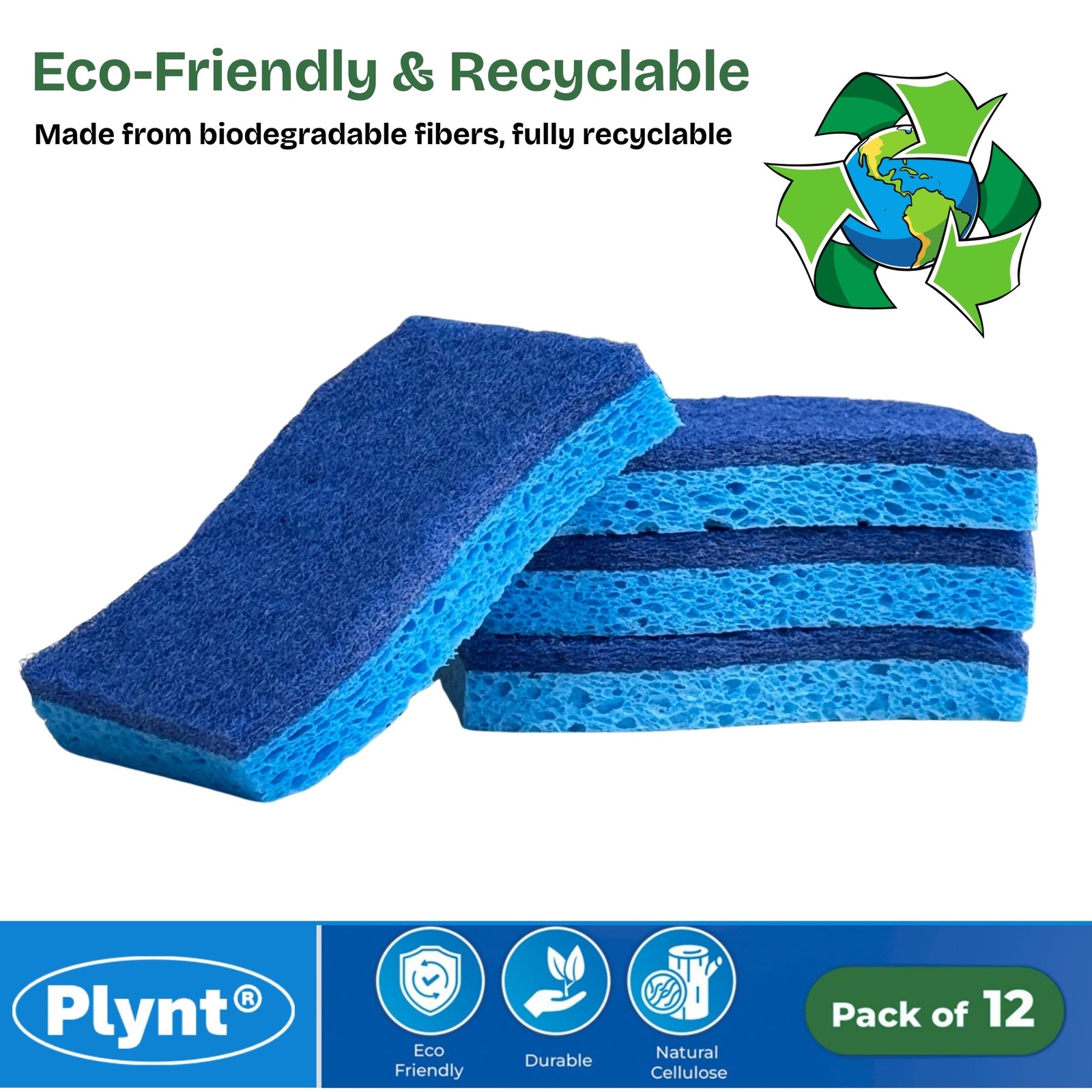 Plynt - Zero Scratch Scrub Sponge, Pack of 12 Sponges for Dishes, Kitchen  Ba...