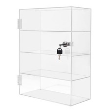 Acrylic Display Case Countertop Clear Box Dustproof Shelves Showcase with Lock