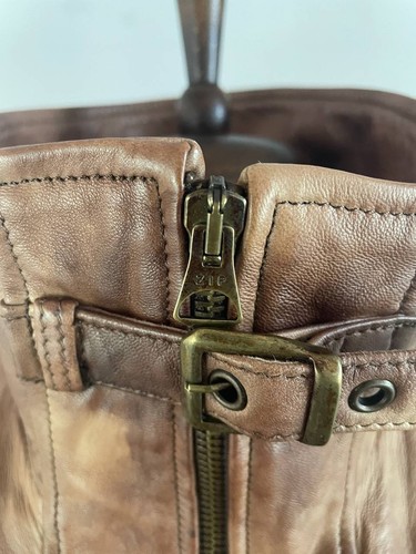 Vintage Aeronautica Womens Military Jacket Size L Brown Leather Long Sleeve - Picture 10 of 20