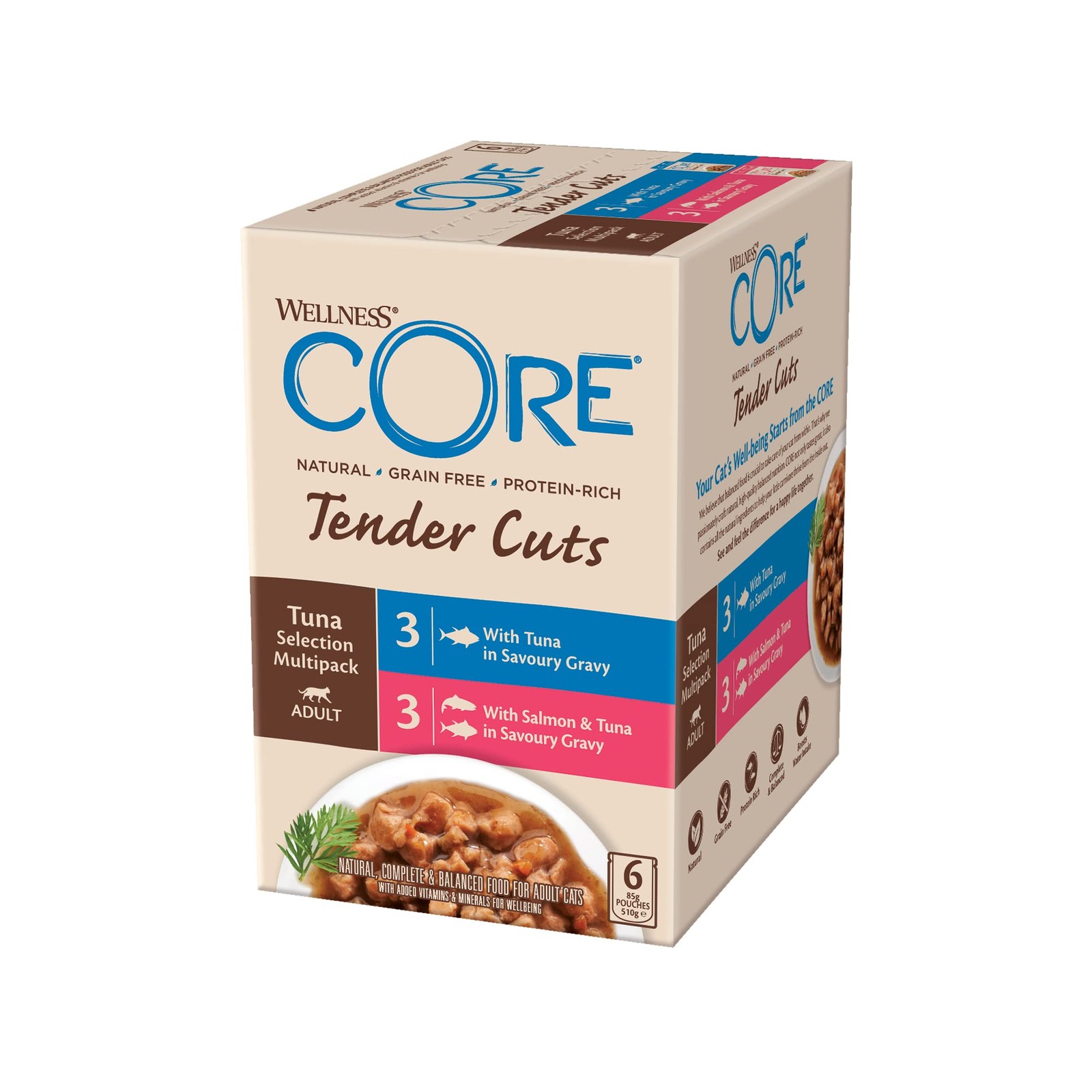 Wellness CORE Tender Cuts 6 x 85g Tuna Selection Mix Wet Cat Food Tender Pieces