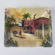 J.C. Newman Cigar Co Brick House Ceramic Cigar Ashtray Rectangular 2 Rests Art