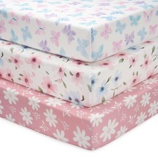 Baby Crib Sheets Girl, 3 Pack Bed Sheets Fit for 52  x28  Standard Crib and Ma...