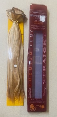 Euronext 100%Human Hair Extensions Premium Remy Straight 14 Clip-In Blonde Frost
