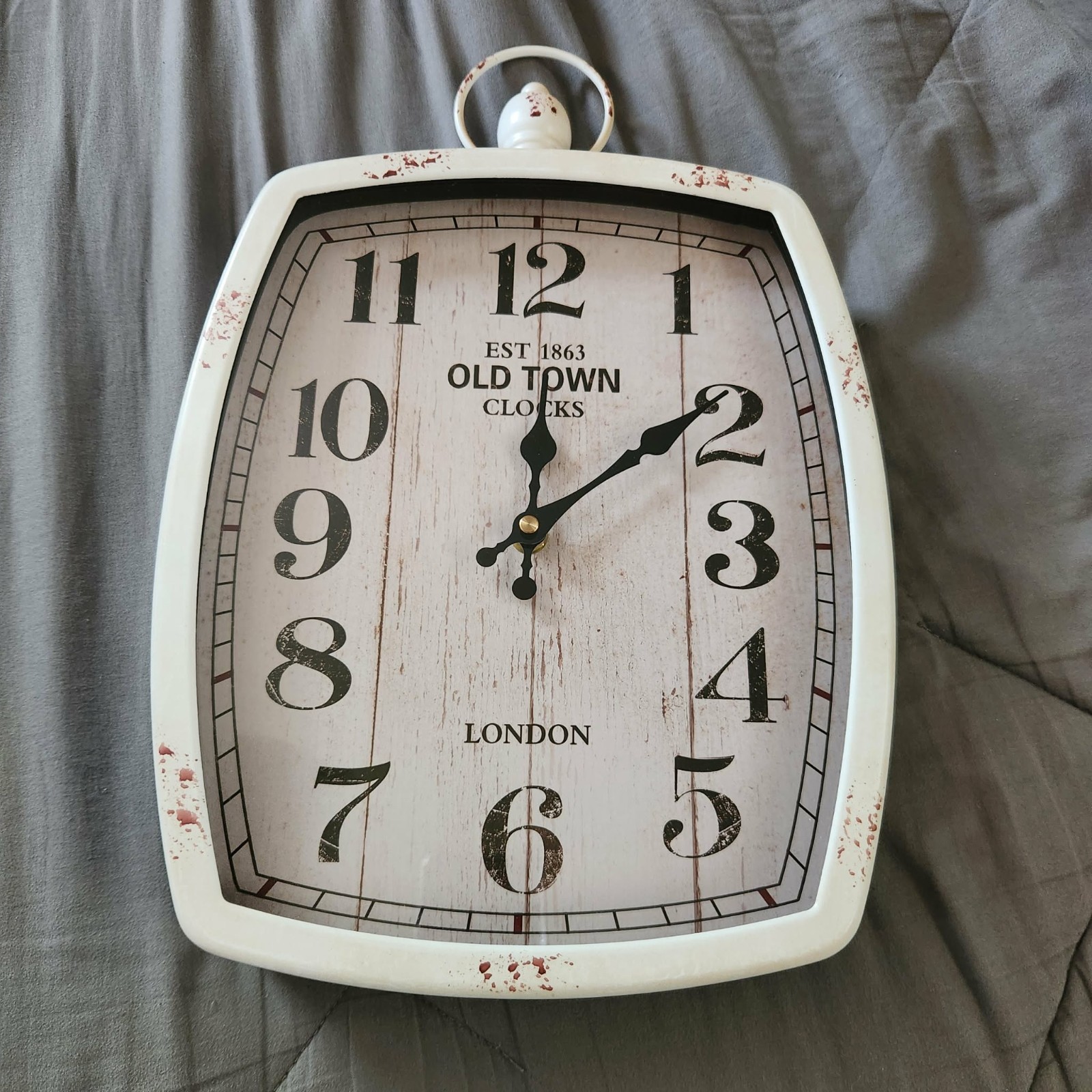 Menterry Large Retro Rectangle Wall Clock White Antique