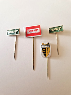 Vintage NSU PRINZ & WARTBURG Car Pin Badge Lot Enamel Stick Pins 1960s Memorabil