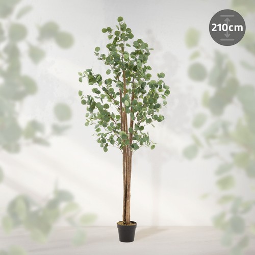 Eucalipto artificial decorativo 210cm realista árbol plástico interior/exterior - Imagen 2 de 9