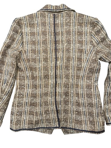 Zweireihiger Tweed-Blazer Veronica mit Bart beige & marineblau - Größe 12 top - Bild 2 von 7