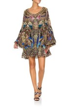 Camilla Franks A Line Frill Dress Stronger Together 100% Silk Size S Floral Boho