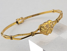 Antique 1/20 12k Gold Filled Double Heart Baby Infant Child Bracelet 4.5"