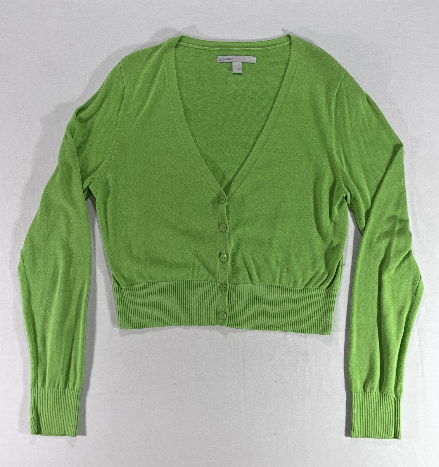 Old Navy Women’s Button Front Cropped Cardigan Sweater Size L Green