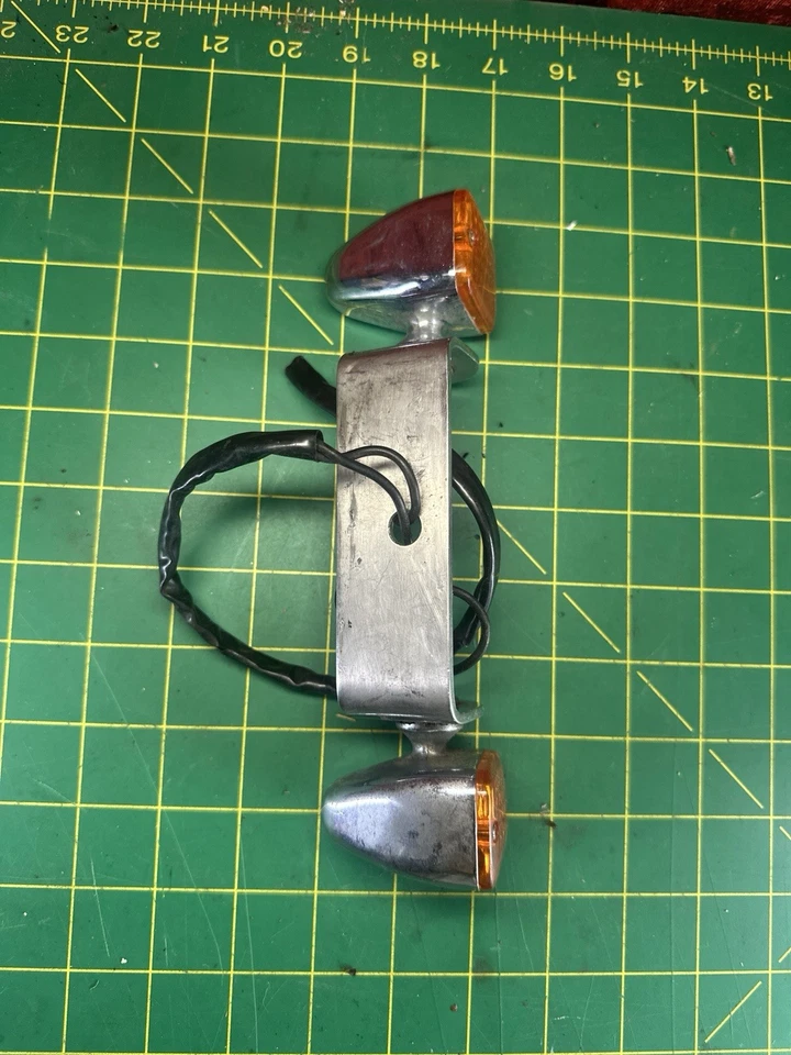 Conjunto de luz marcador lente ámbar doble vintage Foto 4 de 4