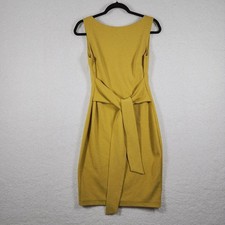 ASOS Mustard Yellow Sz 6 Sleeveless Sheath Dress Tie Waist Business Casual