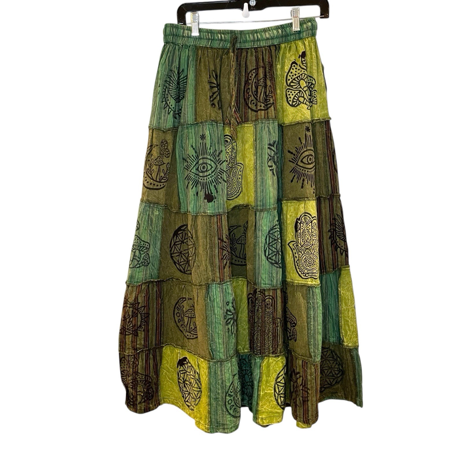 Patchwork Maxi Skirt Boho Hippie Cottagecore Prairie Gypsy Witchy Moon Mushroom-image