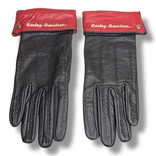 XL Womens Harley Davidson Motorcycle Soft Leather Gloves Embroidered