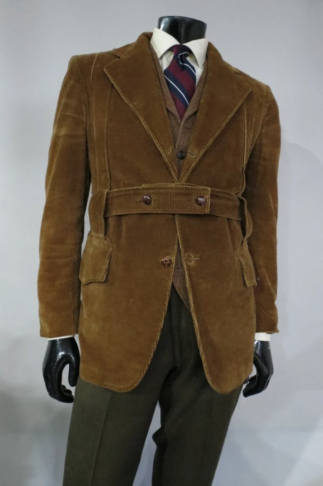 VTG Sears The mens shop heavy corduroy cotton full belted Norfolk jacket 40 R - Image 2 of 4