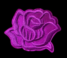 IRON ON PATCH APPLIQUE - purple Rose Flower 3 x 2+3/8 inch