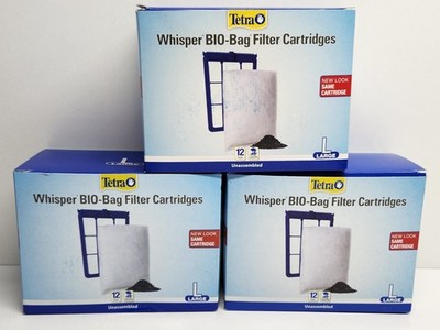 Lot Of 3 Tetra Whisper BioBag Large Filter Cartridges -  Aquariums 12 Count Each