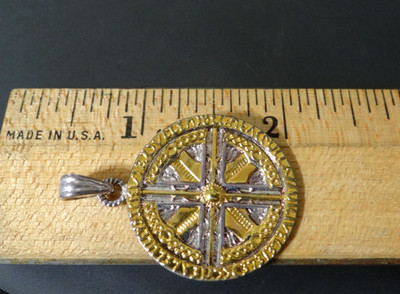 Vintage 925 Sterling Silver Gold Tone St. Benedict Jubilee Medal Pendant 7g