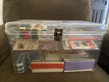 Vintage Wilson Wil Hold Sewing Box W/2 Clear Trays Supplies &  Notions Included