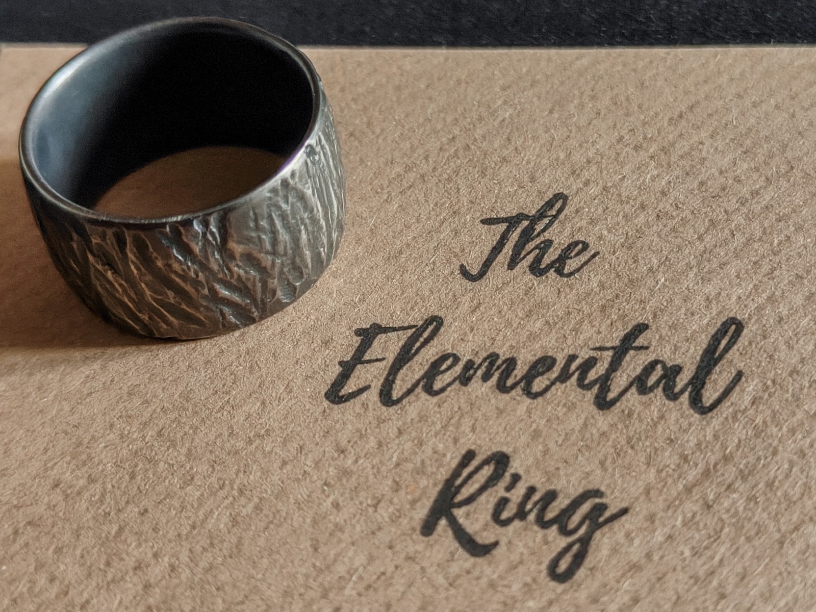 TheElementalRing - Hammered Titanium Ring - Textu… - image 1