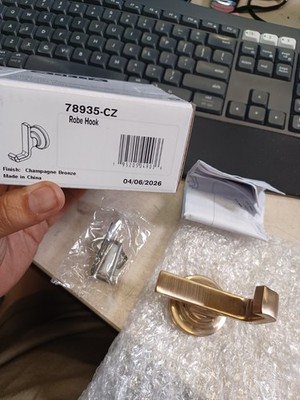 Delta 78935-CZ Tetra Single Hook Robe Hook, Champagne Bronze