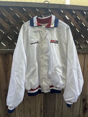 Vintage King Louie Pro Fit Satin Bomber Jacket XL USA Olympic 90s Sports
