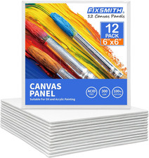 Canvas Boards for Painting 6X6 Inch, Super Value 12 Pack White Blank Canvas Pane